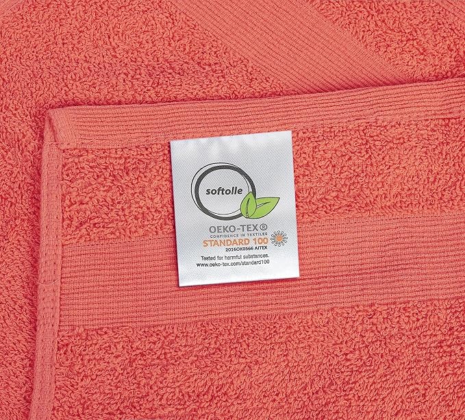 100% Cotton Washcloths 24 Pack (12x12 Inches) Soft, Highly Absorbent Washcloth, Face Towels, Wash Cloths for Face, Ring Spun, Bulk Pack (Coral) - Image 2