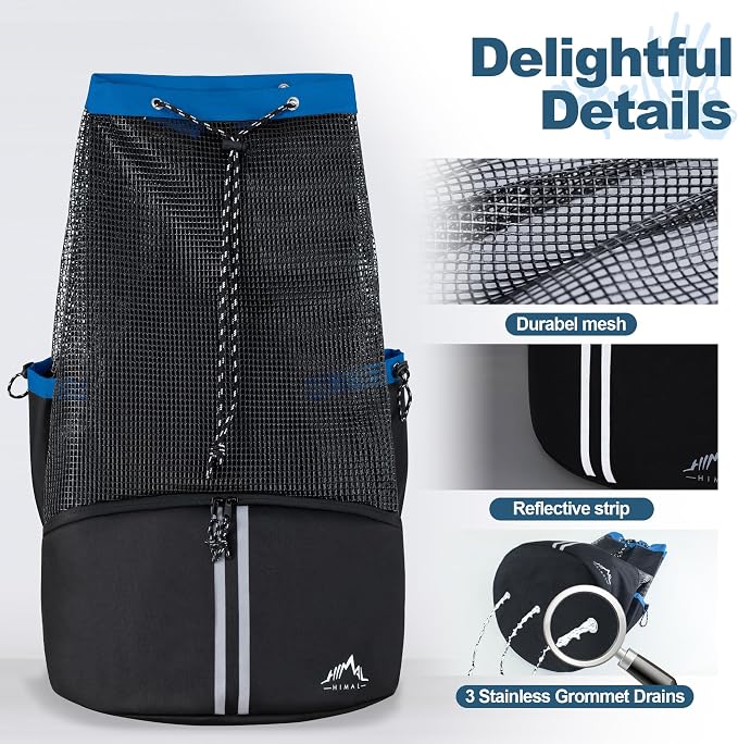 GoHimal XL Mesh Dive Bag for Scuba Diving & Snorkeling Gear | For Snorkel, Fits Long Fins, Mask Holder, Lightweight, Quick Dry - Image 5