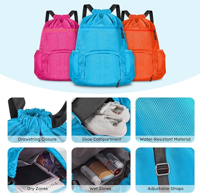 Suitour Luggage Sets 3 Piece Carry On Luggage with Spinner Wheels ABS Hard Case Travel Suitcase Set(20/24/28 inch) 6 PC Packing Bags & Drawstring Backpack - Image 4