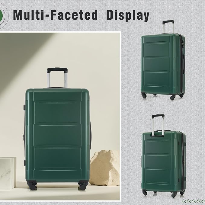 Merax Luggage Set 2 Piece Suitcase Sets with Spinner Wheel,Lightweight Hardside Expandable Travel Laggage with TSA Lock,Suitcase with Travel Bag(20"/28",Green) - Image 2