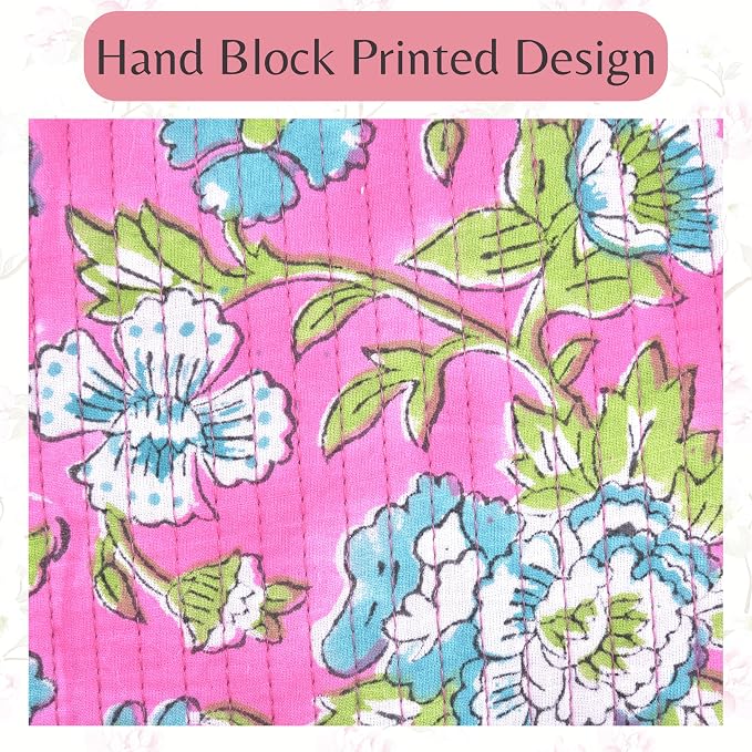 Quilted Floral Block Print Makeup Bag Set of 3 – Cotton Travel Toiletry and Makeup Organizer, Cosmetic Pouch, Toiletry Bag for Women, Cute Boho Coquette Make Up Bags for Women (Small, Medium, Large) - Image 5