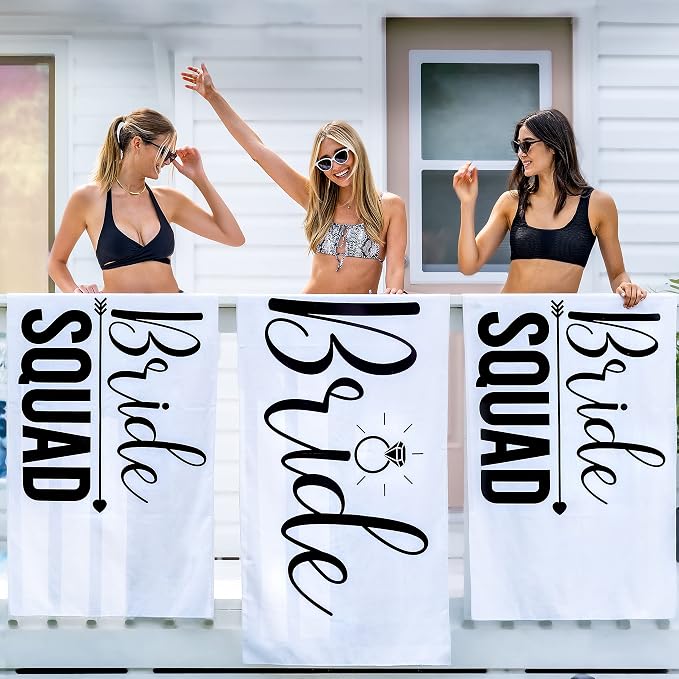 Ethisa Bride Beach Towel for Honeymoon and Bachelorette Party - Classic Design for Beach Bachelorette Party - Mrs Beach Towel for Bride To Be - Just Married Beach Wedding and Engagement Gift - 60"x30" - Image 3