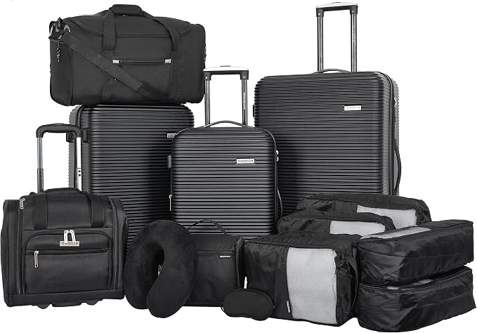 Travelers Club 14 Piece Riddock Luggage and Travel Accessories Set, Black by TravelersClub