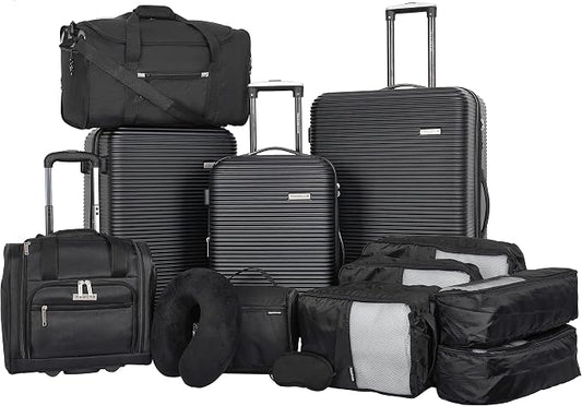 Travelers Club 14 Piece Riddock Luggage and Travel Accessories Set, Black by TravelersClub