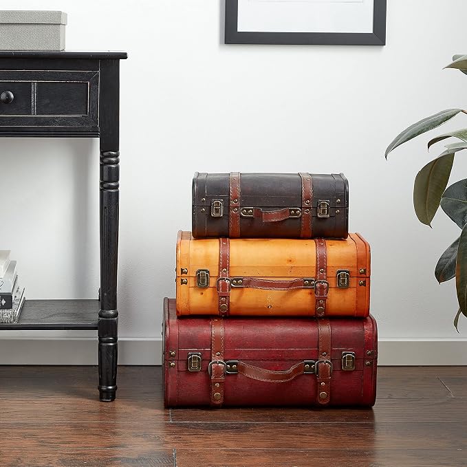 Vintiquewise(TM 3-Colored Vintage Style Luggage Suitcase/Trunk, Set of 3 - Image 2