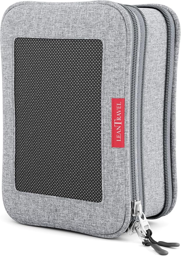 LeanTravel Premium Compression Packing Cubes for Travel - Suitcase Organizer Bags with Double Zipper & Breathable Mesh Panel - Space Saving Carry On Luggage Essentials (1 Small Bag, Grey) by LeanTravel