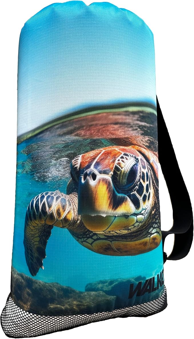 Walker Beach Mesh Net Travel Boat Bag for Snorkeling, Dive, and Swim Gear – USA Made, Turtle Splash - Image 3