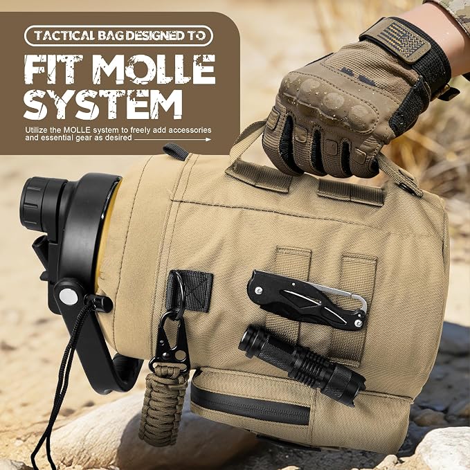 NATURE PIONEOR 128oz/1 Gallon Tactical Water Bottle with MOLLE Bottle Pouch | 18/8 Food-grade Stainless Steel, Double Vacuum Insulation, Wide-Mouth, Straw & Spout Lid, Strap, Camping, Hiking, Gym, Work - Image 4