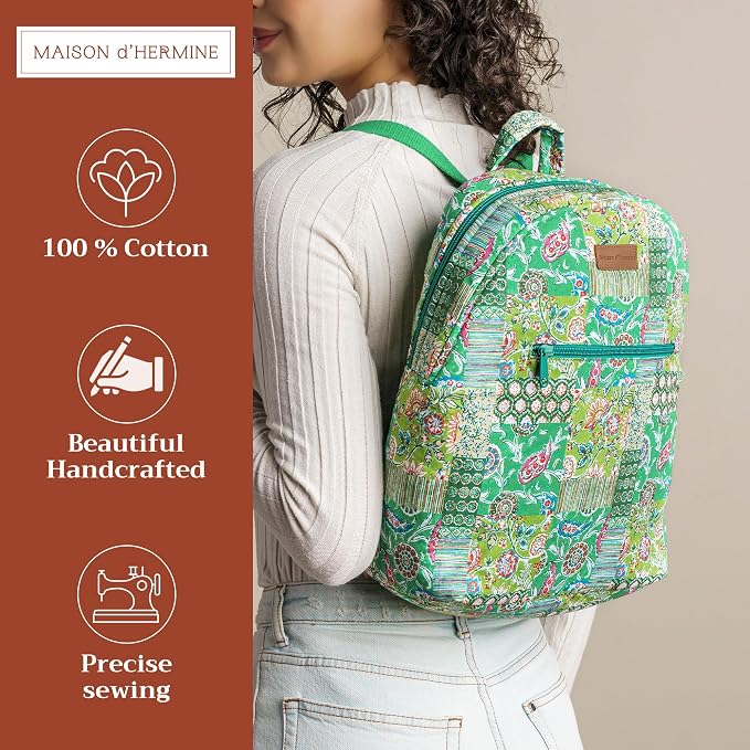 Maison d' Hermine Backpack for Women Men Cotton Shoulder Multipurpose Rucksack with Small Pouch Lightweight Multi Pocket Bag for Travel Work Beach Perfect for Spring Summer (Victoria) - Image 2