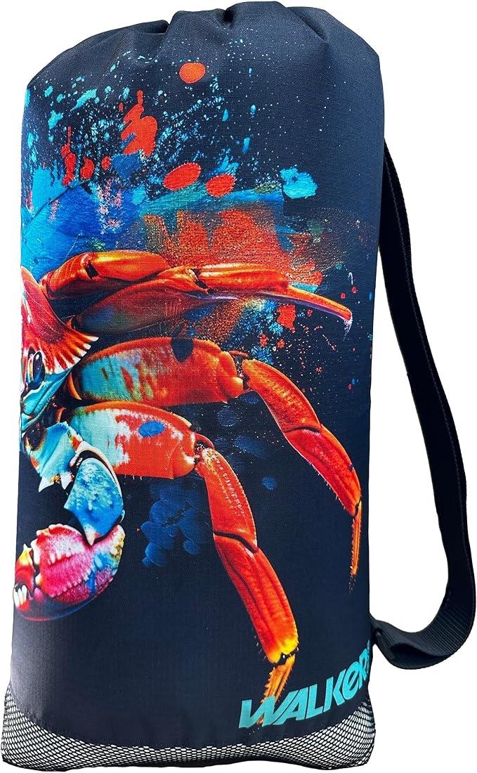 Walker Beach Mesh Net Travel Boat Bag for Snorkeling, Dive, and Swim Gear – USA Made, Crimson Crab Canvas - Image 4