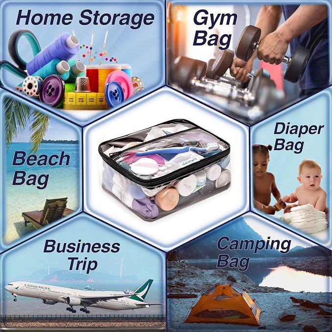 Clear Compression Packing Cubes 3 Set - Clear Toiletry Bag - PVC Makeup Bag - Large Transparent Cosmetic Travel Case - Image 7