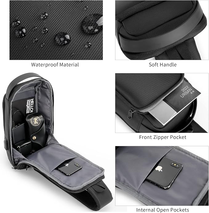 VGOAL Sling Crossbody Bag Anti-theft Chest Shoulder Backpack for Men Waterproof Minimalist Casual Daypack for Travel Gym - Image 6