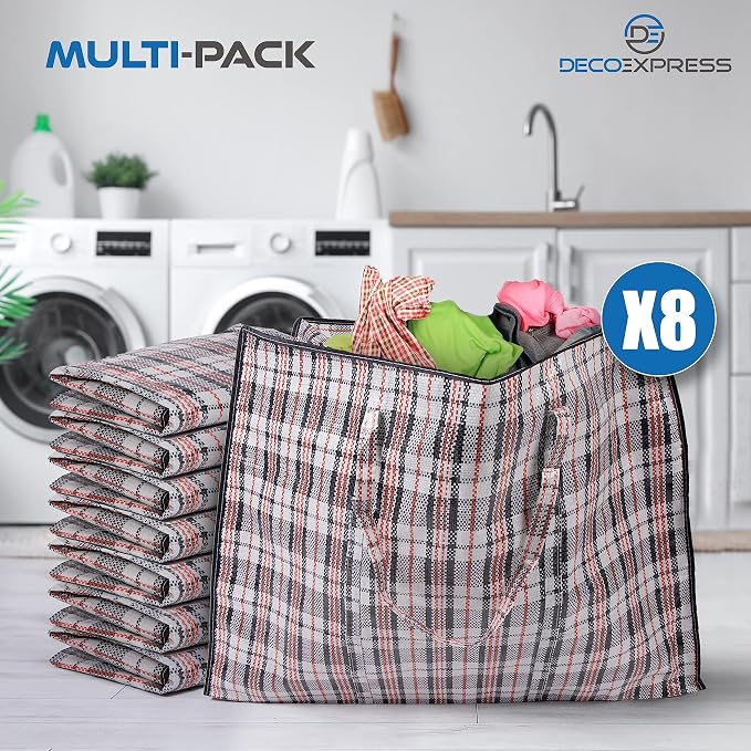 8 Pack Heavy Duty Moving Bags with Strong Zipper & Carrying Handles, 107L/ 28 gal Large Durable Clothes Storage Totes, 88 lbs Packing Moving Boxes, Closet Organizers and Storage (29.9x23.2x29.4 IN) - Image 6