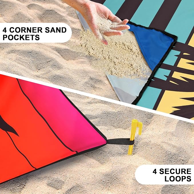 AISPARKY Beach Blanket Waterproof Sandproof Extra Large, Oversized Beach Mat, Quick Drying&Compact&Lightweight, Picnic Blankets Vacation Essentials for Outdoor Beach Camping (79" X 83" (4 Person)) - Image 4