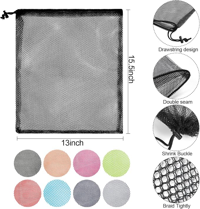 iMucci 13"X15.5" 24Pcs Mesh Laundry Drawstring Bag Nylon Drawstring Gym Bag with Cord Lock Closure - Image 3
