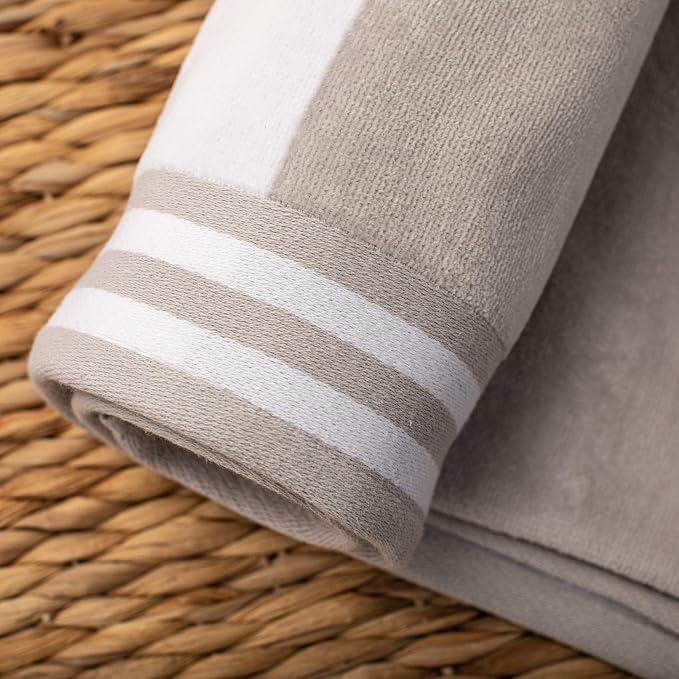 Superior Cotton Nautical Stripe Beach Towels, Colorful Towels for Adult, Kid, Pool, Swimming, Sand, Travel, Large Oversized, Absorbent, Fast Drying, Bath Basics, Cabana Collection, 1 Piece, Light Grey - Image 3