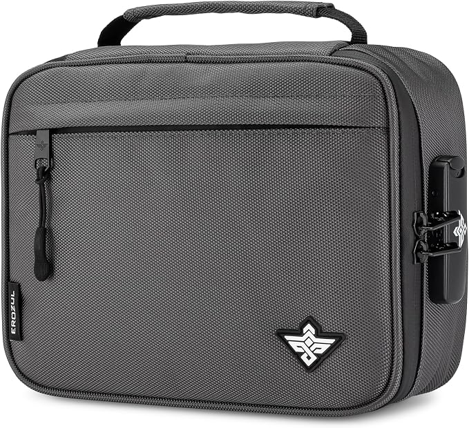 Exodus Storage Travel Bag with Combination Lock Water Resistant Organizer Case Toiletry Bag Dopp Kit Makeup or Toiletry Bag for Men & Women (Graphite) by Erozul
