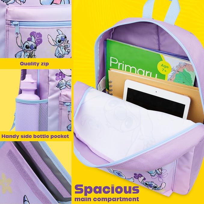 Disney Stitch Backpack Set 4 Pcs with Insulated Lunch Bag Water Bottle Pencil Case Gifts for Kids - Image 4