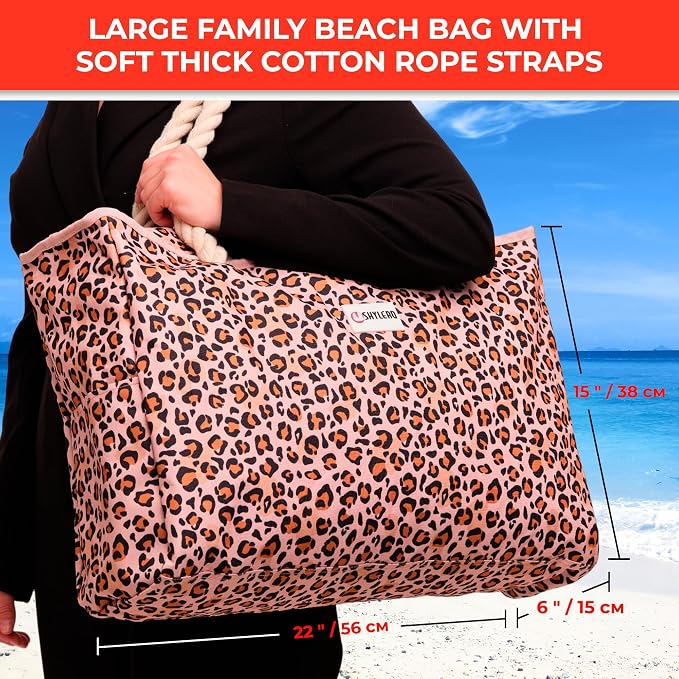 Beach Bag and Pool Bag Has Cooler Pocket, 7 Pockets Total, Zip Top. Family Size Waterproof Beach Tote - Image 2
