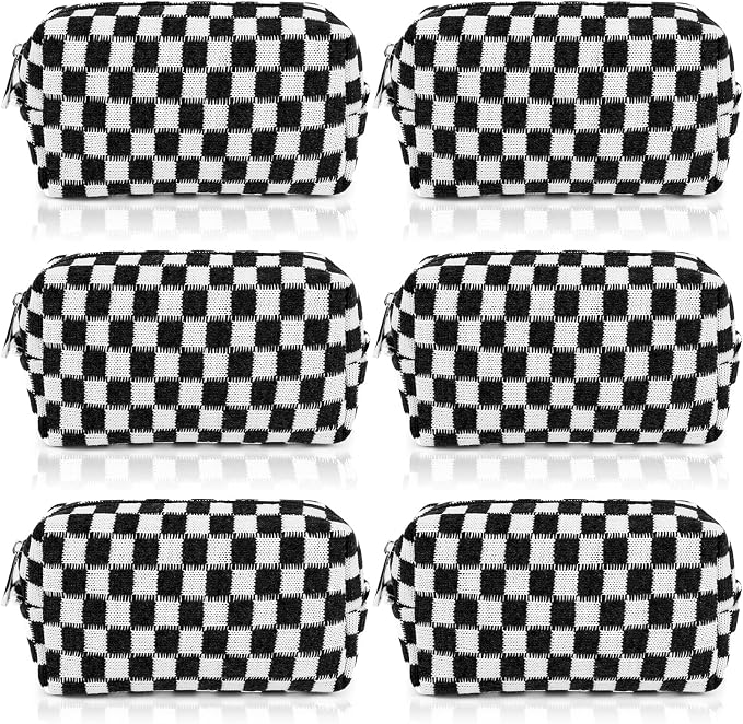 SOIDRAM Checkered Makeup Bag Preppy Cosmetic Bag Bulk Black Makeup Pouch Personalize Travel Toiletry Bag Organizer Cute DIY Makeup Brushes Storage Bag for Women - Image 7