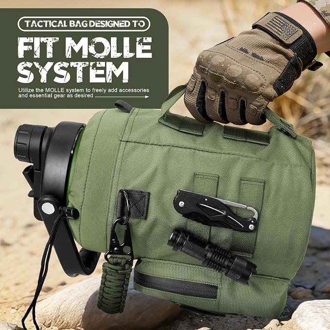NATURE PIONEOR 128oz/1 Gallon Tactical Water Bottle with MOLLE Bottle Pouch | 18/8 Food-grade Stainless Steel, Double Vacuum Insulation, Wide-Mouth, Straw & Spout Lid, Strap, Camping, Hiking, Gym, Work - Image 4