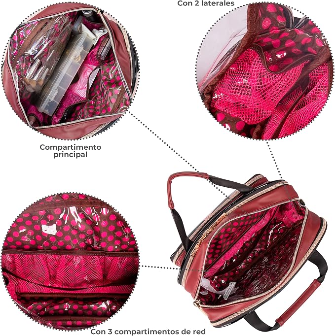 Nicole Lee Cosmetic Makeup Bag for Women - Multi Organization Toiletry Travel Bag with 5 Compartments (Sara is Soft but Strong) - Image 5