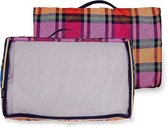 kate spade new york Packing Cube Set of 3, Grand Plaid Duo | Pack of Luggage Organizers in 3 Sizes with Mesh Windows, Zipper Closures, and Carry Handles for Travel - Image 5