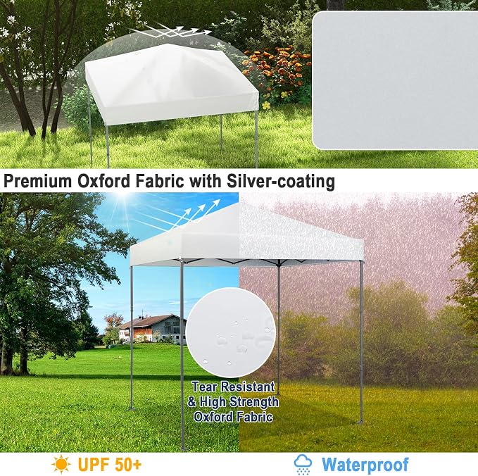 6.6 x 6.6 Ft Pop Up Canopy, 1 Person Instant Setup Canopy Tent with Push Center Lock, 8 Stakes, 4 Ropes & Carrying Bag, Portable Easy Up Gazebo Shelter for Outdoor Camp, Beach, Patio & Party - Image 3