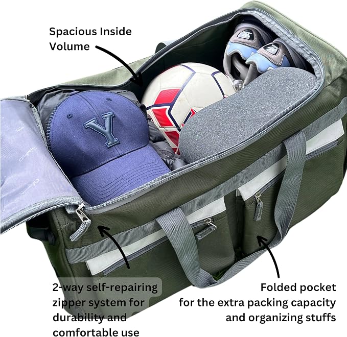 Olympia U.S.A. 22 inch Carry On 8 Pockets Wheeled Rolling Duffel Bag Water Resistant Luggage Lightweight Travel Suitcase with Retractable Handle - Image 5