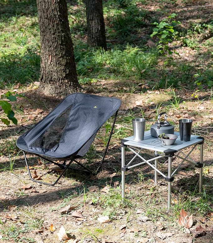 iClimb Lightweight Stable Alu. Folding Square Table Roll Up Top with Carry Bag for Camping Picnic Backyards BBQ Camp Kitchen (Silver, S) - Image 9