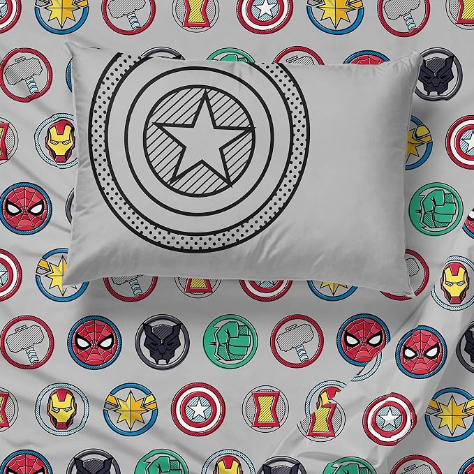 Marvel Avengers Iron Man Twin Comforter Set 5 Piece Kids Bedding, Multi | Hulk Captain America Thor, Bed in a Bag, Comforter Sheets Sham Pillowcase, Soft Microfiber, Machine Washable, Boys Gift - Image 5