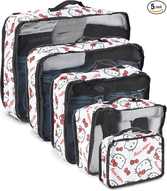 Sanrio's Hello Kitty Packing Cubes - 5 Piece Packing Cube Bags - Travel Essentials - Suitcase Luggage Organizer Set - Hello Kitty and Friends, My Melody, Kerromi, Kerropi, Badtz-Maru (Hello Kitty) by SANRIO