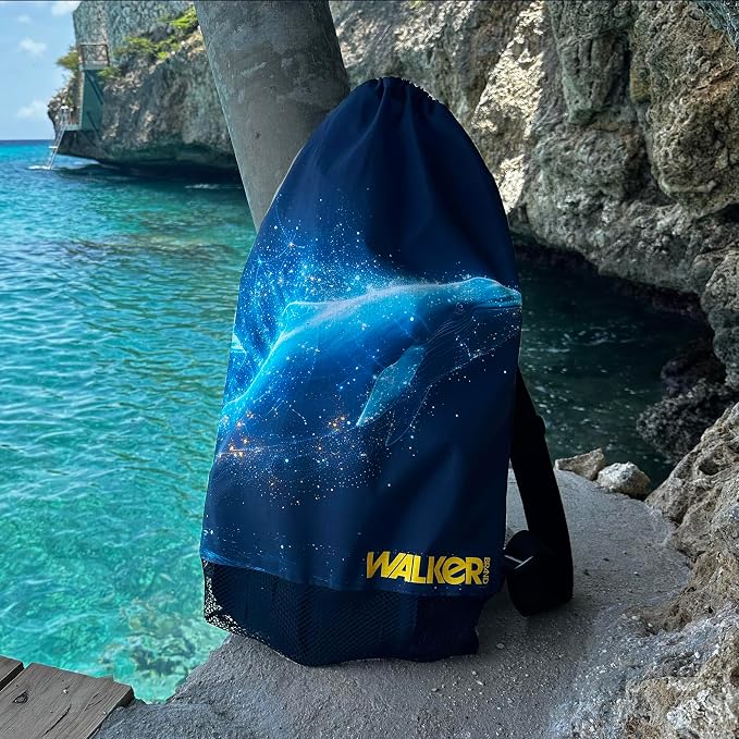 Walker Beach Mesh Net Travel Boat Bag for Snorkeling, Dive, and Swim Gear – USA Made, Galactic Whale - Image 3