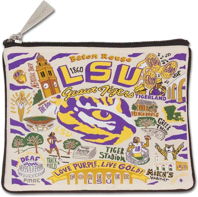 Catstudio Collegiate Zipper Pouch, Louisiana State University Travel Toiletry Bag, Ideal Gift for Alumni, Makeup Bag, Dog Treat Pouch, or Travel Purse by catstudio