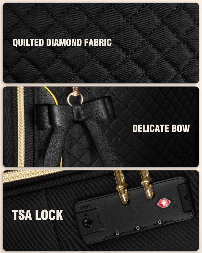 Carry On Luggage 22x14x9 Airline Approved, 20 Inch Softside Suitcase with 4 Pcs, Lightweight Luggage for Women with TSA Lock and 4 Spinner Wheels, Soft Side Carry-on Suitcases for Travel, Black - Image 7