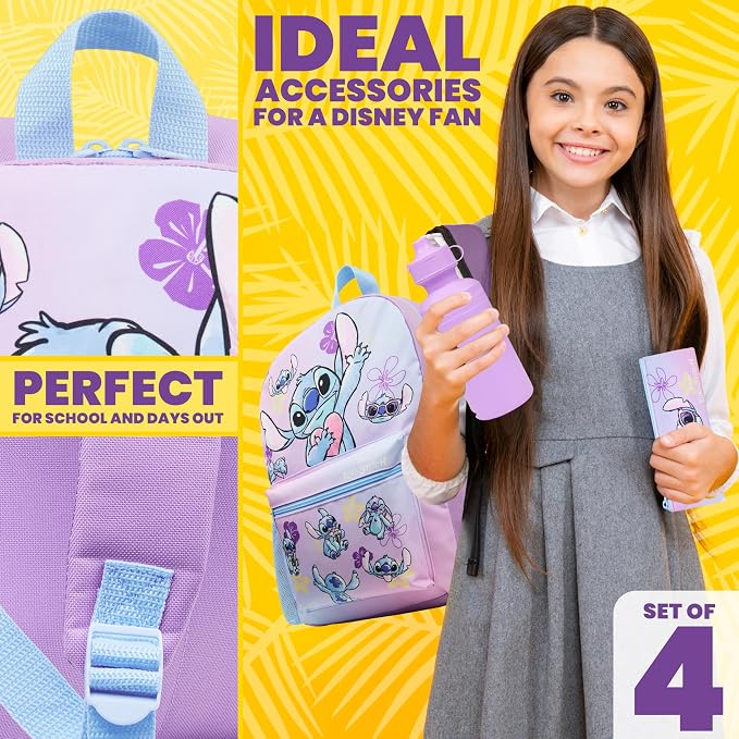Disney Stitch Backpack Set 4 Pcs with Insulated Lunch Bag Water Bottle Pencil Case Gifts for Kids - Image 3