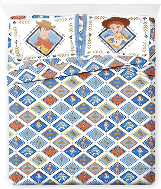 Jay Franco Kids Sheet Set with Fitted, Flat Sheets & Pillow Cover - Ultra-Soft Bedding with Pillowcase for Room Decor, Multi - Toy Story, 4 Piece Queen by JayFranco
