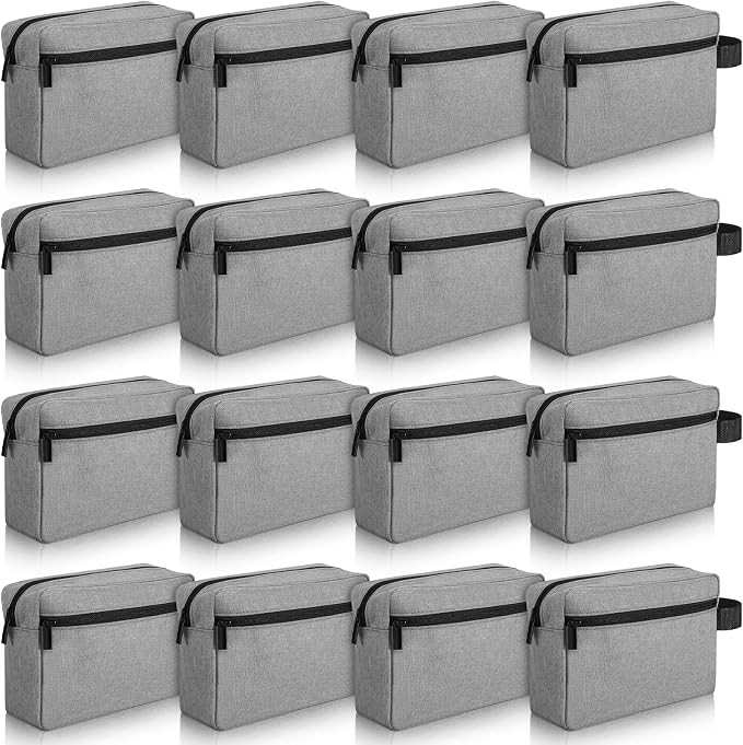 Paterr 16 Pcs Travel Toiletry Bag for Women Men Large Water Resistant Shaving Bag Hanging Cosmetic Bag with Handle and Divider Storage Travel Pouch Case (Gray) by Paterr