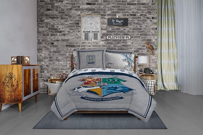 Harry Potter Queen Comforter Set 7 Piece Kids Bedding, Gray | Hogwarts, Bed in a Bag, Comforter Sheets Shams Pillowcases, Official Brand, Soft Microfiber, Machine Washable, Kids Gift - Image 7