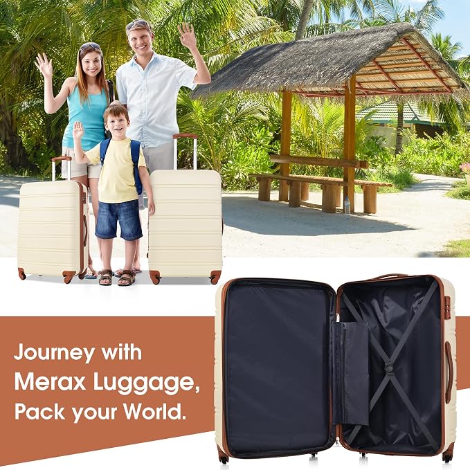 Merax Luggage Sets 2 Piece Suitcase Set 20/24 IN,Carry on Luggage and Travel Bag TSA Lock Expandable,Hard Case Luggage with Spinner Wheels,White and Brown - Image 7