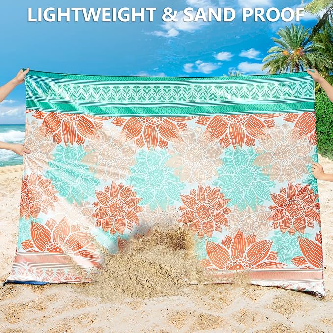 HIHOHO Beach Blanket Waterproof Sandproof Extra Large Beach Mat 79" X 83"/120"x108"for 1-8 Adults Quick Drying Durable Outdoor Picnic Mat for Beach Travel Camping Hiking - Image 3