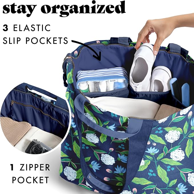 Fit & Fresh XL Beach Tote Bag for Women – XL Travel Tote with Zipper & Pockets, Oversized Canvas Pool Bag, Weekender Carry-On - Image 4