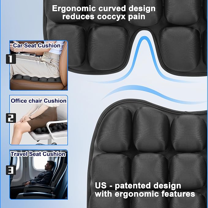 Upgrade Travel Seat Cushion for Airplane,Portable&Adjustable Air Seat Cushion,Coccyx Tailbone Pain Relief Chair Pad,Inflatable Cushion for Wheelchair, Travel,Driving,Office Work (Butterfly) - Image 4