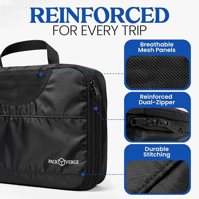Compression Packing Cubes for Travel - 7 Piece Set - Space Saving Luggage Organizer Bags for Suitcase & Carry On - Water Resistant Travel Accessories - Black - Image 4