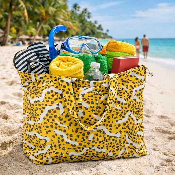 Salt Earth XL Beach Tote Bag for Women – XL Travel Tote with Zipper & Pockets, Oversized Canvas Pool Bag, Weekender Carry-On - Image 3