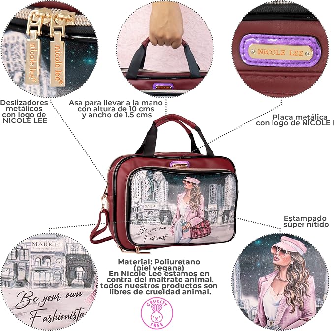 Nicole Lee Cosmetic Makeup Bag for Women - Multi Organization Toiletry Travel Bag with 5 Compartments (Sara is Soft but Strong) - Image 2