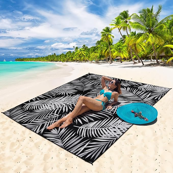 HIHOHO Beach Blanket Waterproof Sandproof Extra Large Beach Mat 79" X 83"/120"x108"for 1-8 Adults Quick Drying Durable Outdoor Picnic Mat for Beach Travel Camping Hiking - Image 5