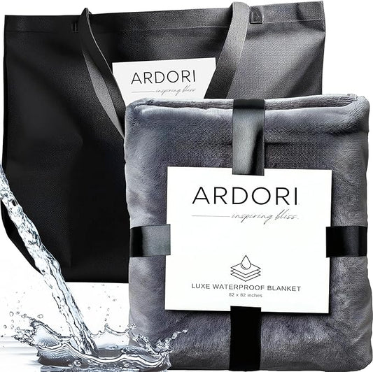 Waterproof Blanket King Size, Gray, 82x82"- Water Proof and Stain Resistant Blankets for Couples Bed Intimacy, Fleece Moisture Absorbent, Layered Sheet Protector, Leakproof Protective Top Cover Throws