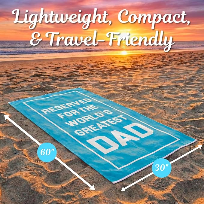 Ethisa Dad Beach Towel - Best Ever from Daughter Son - Large Microfiber Sand Free Pool Accessories for Men - Unique Birthday Present - Travel Vacation Essentials - 60x30 Turquoise - Image 5