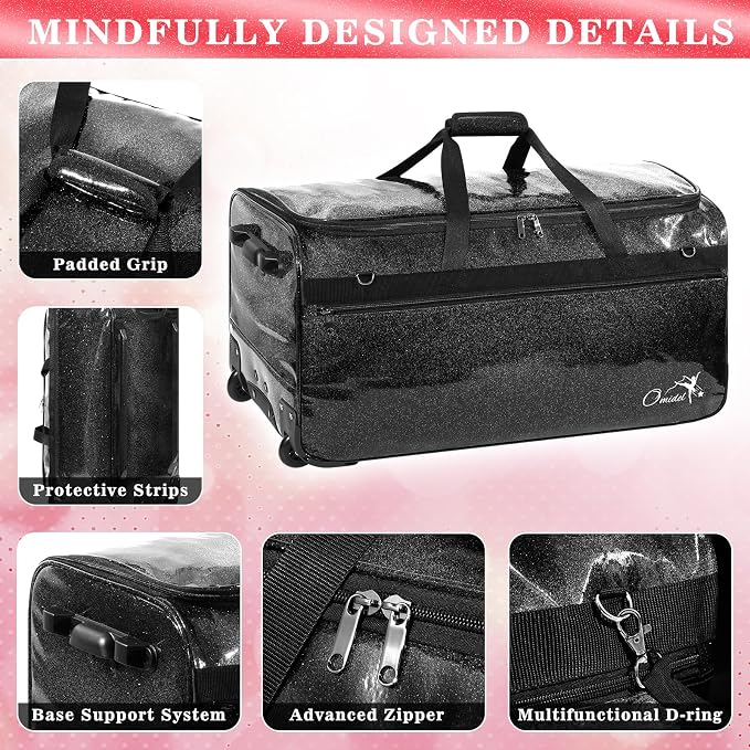 Dance Bag with Garment Rack and Curtain, 23" Rolling Dance Competition Duffle Bag with Garment Rack | Portable Dance Changing Room Suitcase for Dancers Athlete Livestreamer Cheerleaders - Image 6
